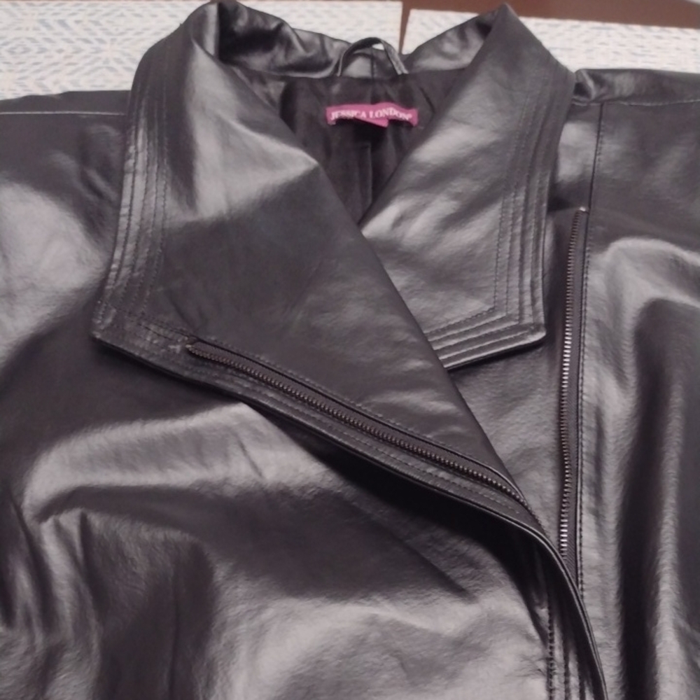 New Without Label Jessica London Black Leather Asymmetric Jacket - Picture 8 of 16
